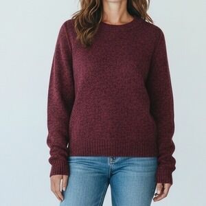 H&M‎ Women's Red Black Speckled Crew Neck Long Sleeve Sweater Medium Casual Knit